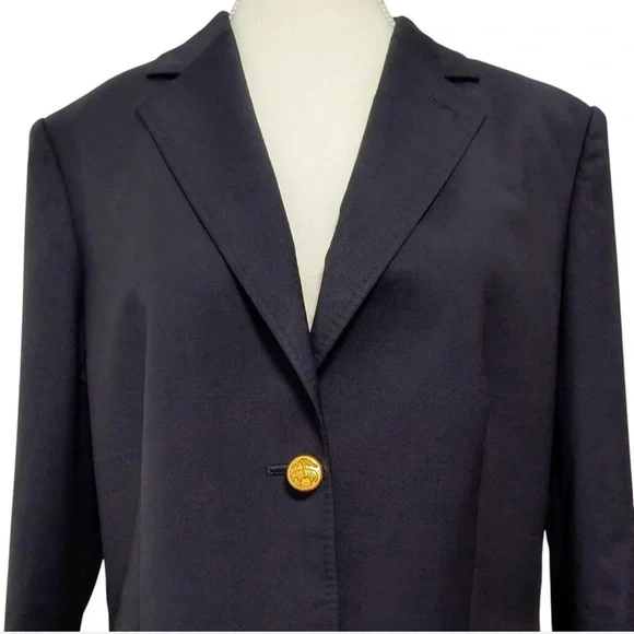 Brooks Brothers Navy Wool Blazer with Gold Buttons, 12 - Picture 4 of 9